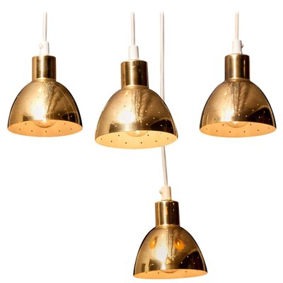 Brass Pendant Lamps by Hans Agne Jakobsson for Markaryd, Sweden, 1960s, Set of 4 Brass Pendant Lamps by Hans Agne Jakobsson for Markaryd, Sweden, 1960s, Set of 4