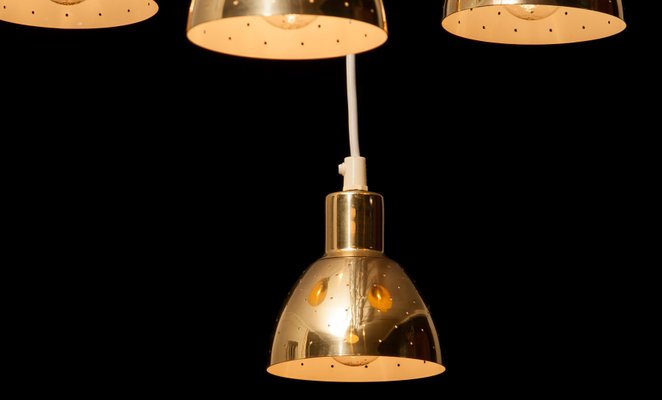 Brass Pendant Lamps by Hans Agne Jakobsson for Markaryd, Sweden, 1960s, Set of 4 Brass Pendant Lamps by Hans Agne Jakobsson for Markaryd, Sweden, 1960s, Set of 4