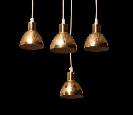 Brass Pendant Lamps by Hans Agne Jakobsson for Markaryd, Sweden, 1960s, Set of 4 Brass Pendant Lamps by Hans Agne Jakobsson for Markaryd, Sweden, 1960s, Set of 4