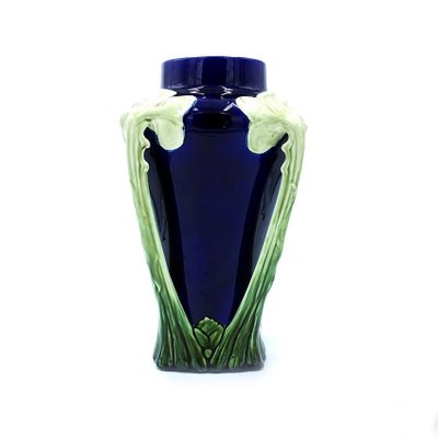 Antique Italian Blue And Green Floral Ceramic Vase 1900s For Sale At Pamono