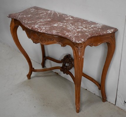 19th Century Louis XV Style Blonde Walnut Console Table