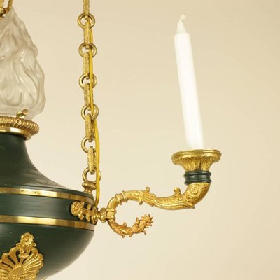 Directoire Style Green Tole Chandelier | French Antique Shop Directoire Style Green Tole Chandelier | French Antique Shop