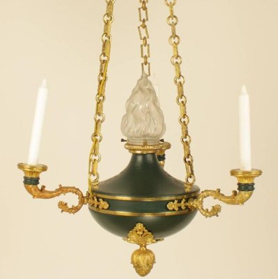 Directoire Style Green Tole Chandelier | French Antique Shop Directoire Style Green Tole Chandelier | French Antique Shop