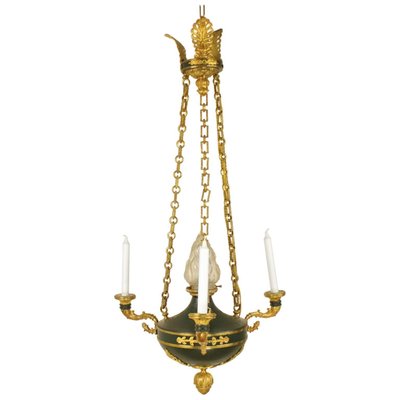 Directoire Style Green Tole Chandelier | French Antique Shop Directoire Style Green Tole Chandelier | French Antique Shop