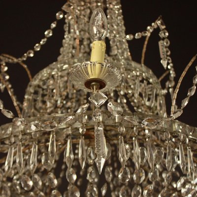 Large Spanish Empire Style Crystal Cut 7 Light Chandeliers Set of