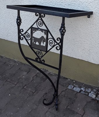 Vintage German Handmade Wrought Iron, Wrought Iron Garden Console Table