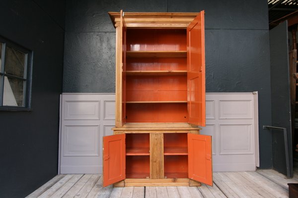 19th Century Pine Bookcase Cabinet For, Red Bookcase Cabinet