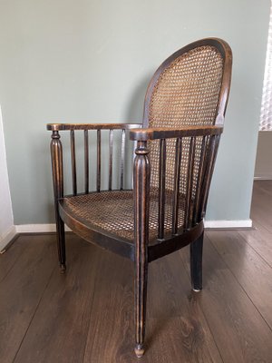 椅子 vintage rattan easy chair Vintage Art Deco Wood and Rattan Easy Chair, 1920s for sale