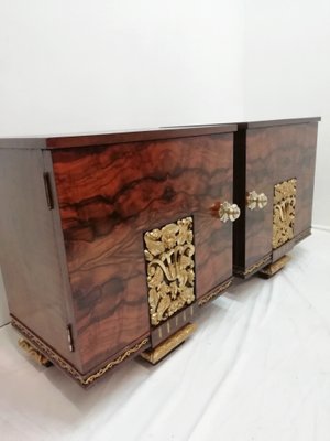 Vintage Mahogany Gold Leaf Floral Carving Nightstands Set Of 2 For Sale At Pamono