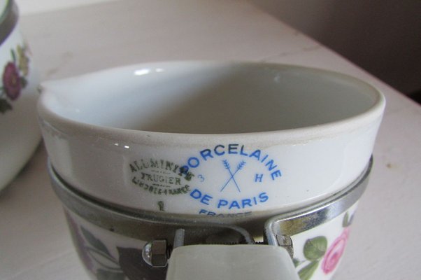 Casseroles en Porcelaine de Aluminite de Frügier, 1950s, Set de 4 en vente  sur Pamono