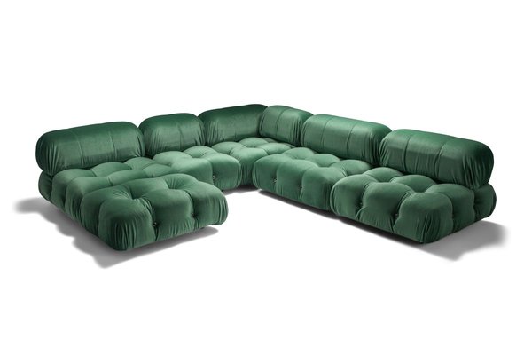 Green Velvet Modular Camaleonda Sofa by Mario Bellini for B&B Italia / C&B Italia, Set of 4 for sale Pamono