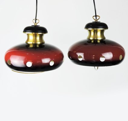 Space Age Red And Gold Pendant Lamps 1960s Set Of 2 For At Pamono - Red Pendant Lamps Space Age Red And Gold Pendant Lamps 1960s Set Of 2 For At Pamono - Red Pendant Lamps