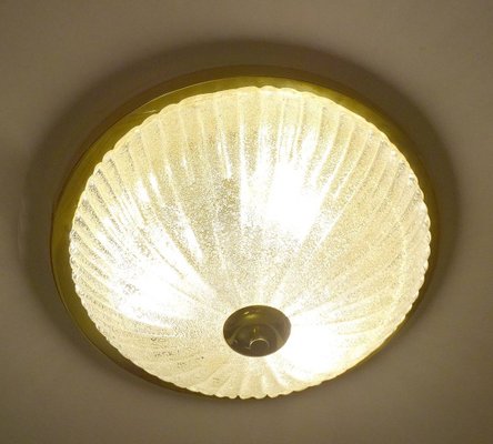Ribbed Glass Flush Light Ceiling Lamp 