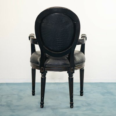 Vintage Art Deco Black Wooden Desk Chair 1980s For Sale At Pamono