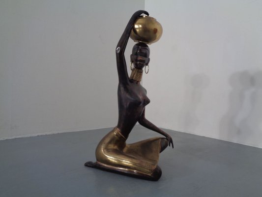 Large South African Ndebele Woman Woman Sculpture: Hagenauer (attributed