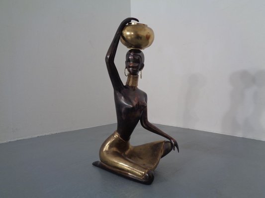 Large South African Ndebele Woman Woman Sculpture: Hagenauer (attributed