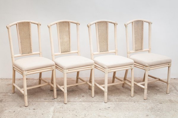 White Colored Faux Bamboo Dining Table Chairs Set From Mcguire 1980s Set Of 8 Bei Pamono Kaufen