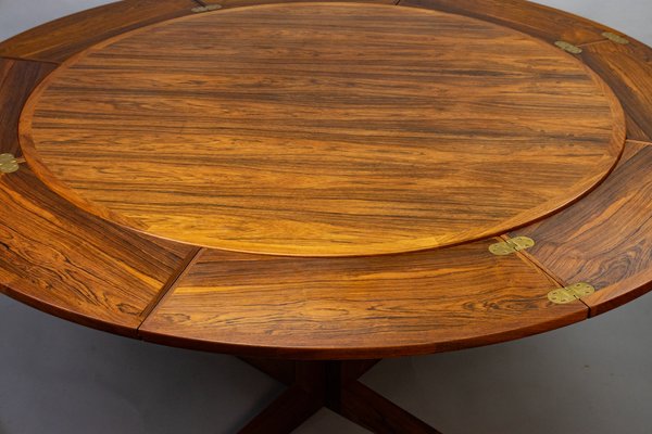 Round Extendable Rosewood Flip Flap, Magic Expanding Round Table