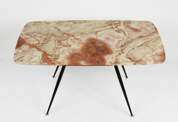 Mid Century Italian Pink And Green Onyx Marble Coffee Table With Brass Tips 1950s For Sale At Pamono