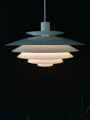 Large Danish White Multi Layered Pendant Lamp from Form Light, 1980s Large Danish White Multi Layered Pendant Lamp from Form Light, 1980s