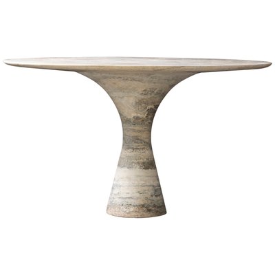 Travertino Silver Refined Marble Dining, Silver Round Table