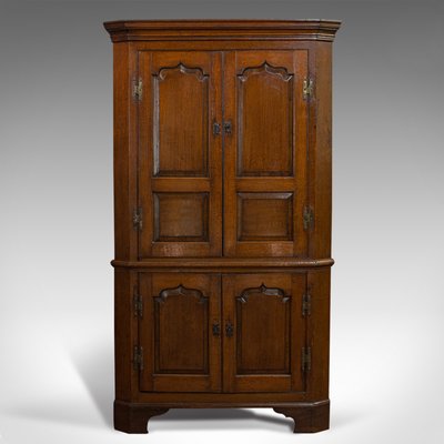 Antique Georgian English Oak Corner Cabinet Pot Cupboard 1800s For Sale At Pamono