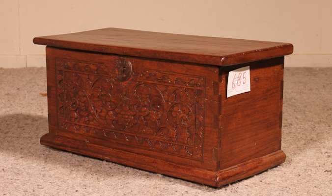 19th Century Indian Teak E Chest, Teak Storage Box Small
