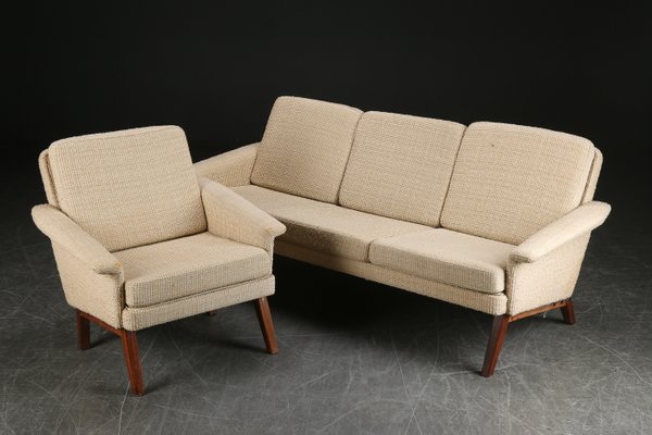 Danish Rosewood 3 Seater Sofa And, Arm Chair Set