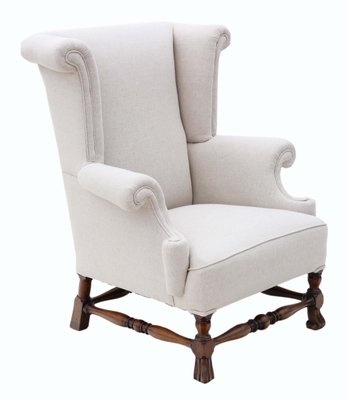 19th Century Victorian Mahogany Wingback Armchair for sale at Pamono