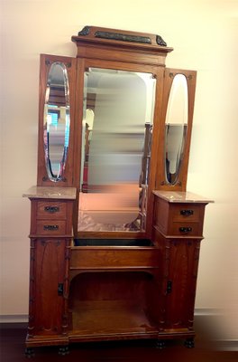 Art Deco Dressing Table With Mirror And, 1920 S Antique Vanity With Tri Fold Mirror