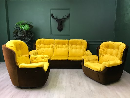 Vintage 3 Seater Sofa And Egg Chairs Set 1970s For Sale At Pamono