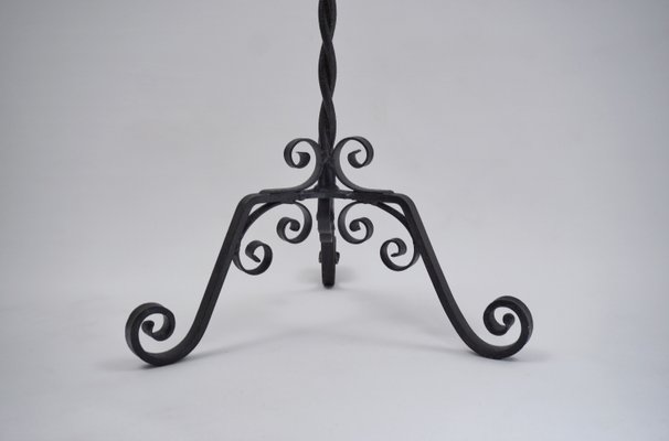 Vintage French Iron Floor Lamp With, Antique Cast Iron Floor Lamp