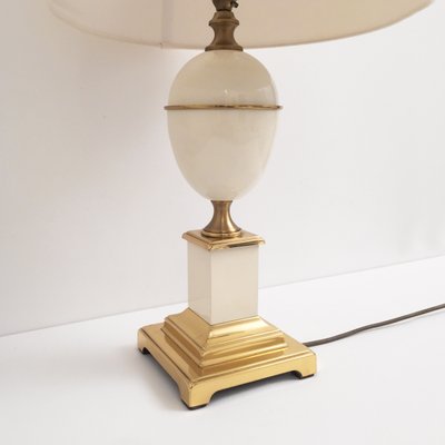 Vintage Hollywood Regency Egg Enameled, Old Antique Brass Table Lamps