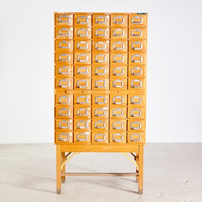 Industrial Hungarian Tall Library Card, Library Card Catalog Cabinet