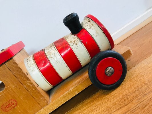 Jouet de train de locomotive vintage en bois français Dejou