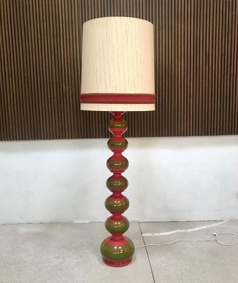 Large German Glazed Ceramic Floor Lamp from Kaiser Idell Kaiser