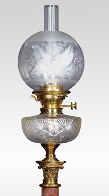 Cut Glass Oil Table Lamp For At Pamono, Antique Brass Oil Lamp Glass Shade
