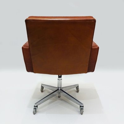 Mid Century Cognac Leather And Aluminum Desk Chair By Vincent Cafiero For Knoll Inc Knoll International 1960s For Sale At Pamono