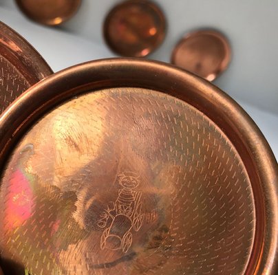 Vintage Danish Copper Plates from Cawa, 1960s, Set of 6 for sale at Pamono