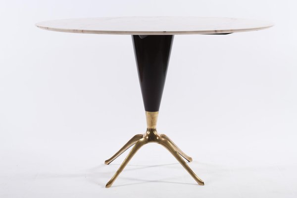 Mid Century Italian Bronze Base And Marble Top Round Dining Table 1950s For Sale At Pamono