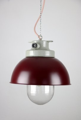 Vintage Burgundy Industrial Pendant Lamp from TEP