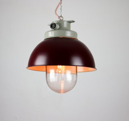 Vintage Burgundy Industrial Pendant Lamp from TEP