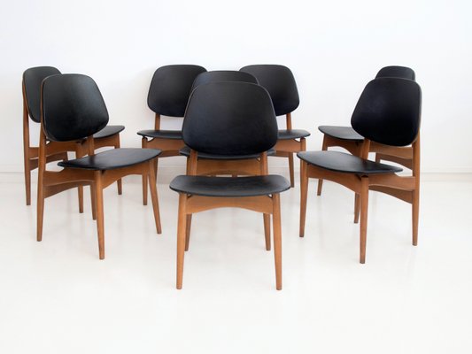 Black Faux Leather And Wood Dining, Leather Wood Dining Chairs