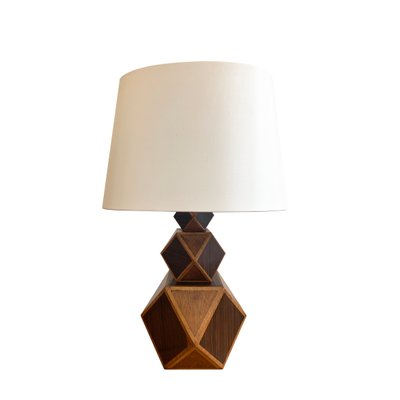 Vintage Rosewood Marquetry Table Lamp Vintage Black Teak Panel Table Lamp