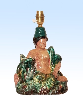 Glazed Ceramic Mermaid Table Lamp, Mermaid Table Lamp