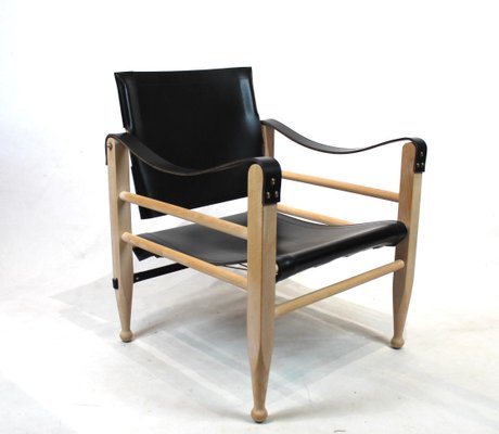 Black Leather Safari Chairs By Aage, Leather Safari Chair
