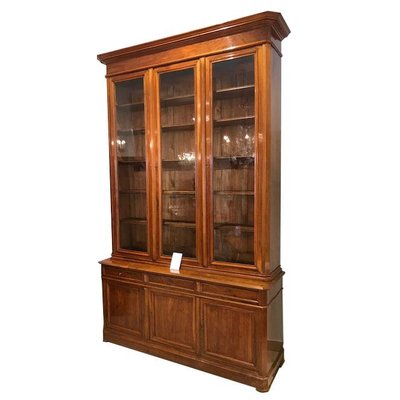 Antique Library For At Pamono, Antique Walnut Bookcase With Glass Doors