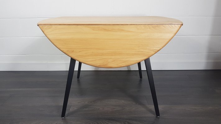 Black Leg Round Drop Leaf Dining Table By Lucian Ercolani For Ercol 1960s At Pamono Black Leg Round Drop Leaf Dining Table, Round Dining Table Leaf