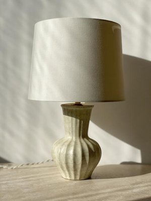 Art Deco Creme Colored Ceramic Table, Art Deco Lamp Base White