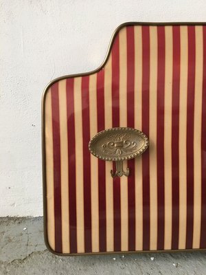 Mid Century Rack With 4 Brass Hooks And Striped Pattern For Sale At Pamono